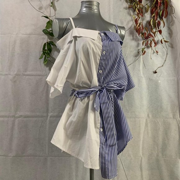 SHEIN Dresses & Skirts - 🌀 Blue and White Asymmetrical Dress